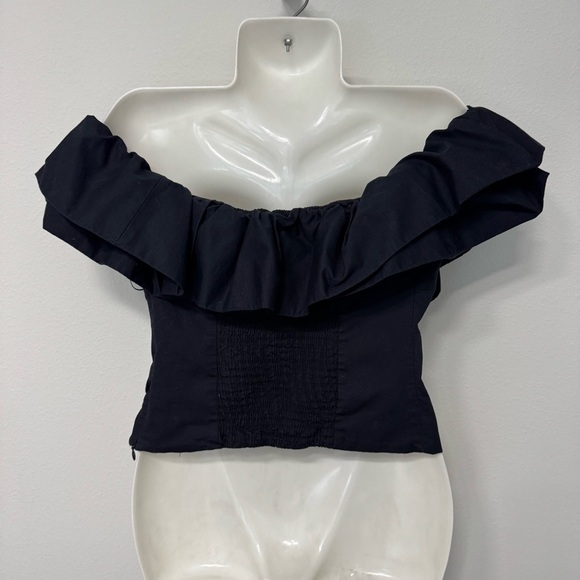 Zara Women Voluminous Poplin Top Black Cotton side zipper - Picture 9 of 15